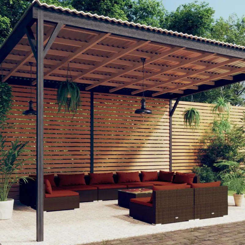10-cz. zestaw wypoczynkowy do ogrodu, z poduszkami, rattan PE