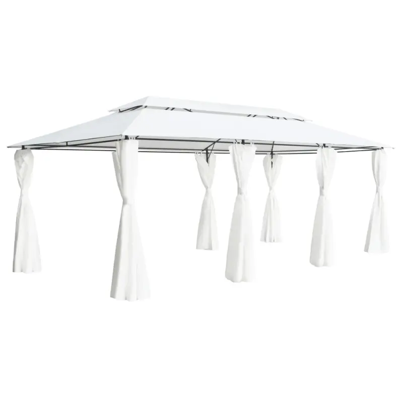 Altana z zasłonami, 600x298x270 cm, biała, 180 g/m²
