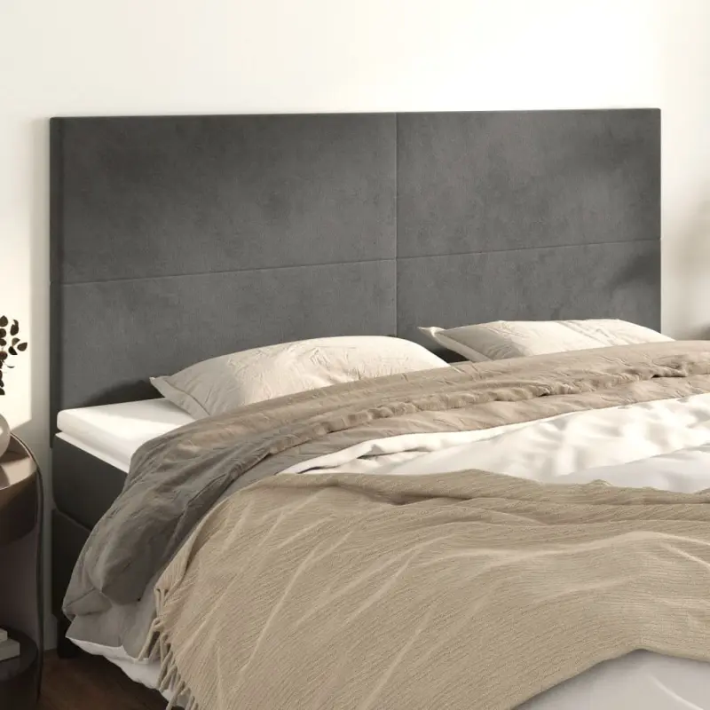 Zagłówek ciemnoszary 200x5x118/128 cm aksamit