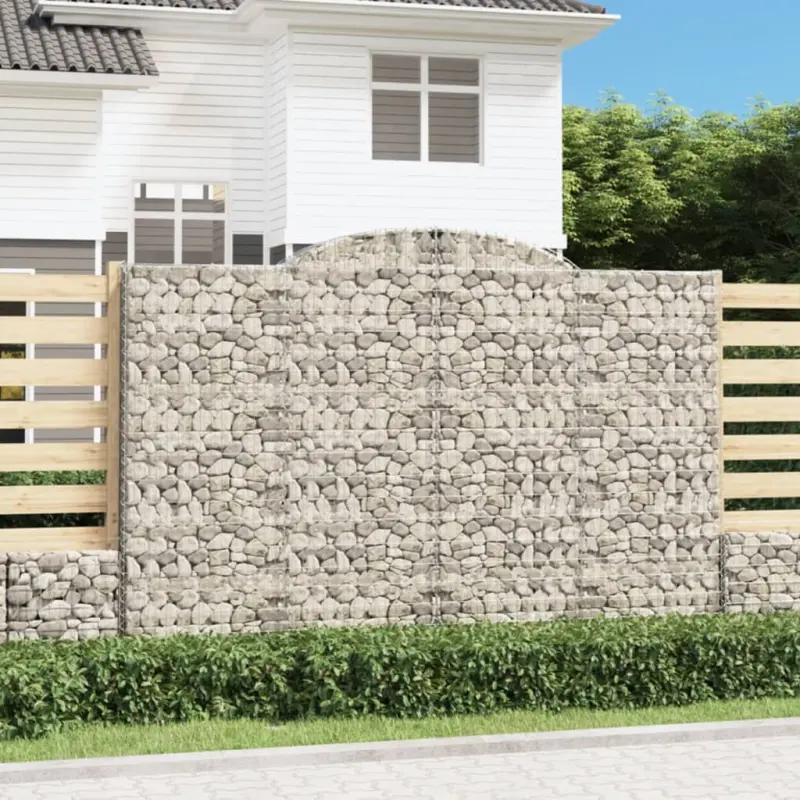 Kosze gabionowe, 3 szt, 300x50x200/220 cm, galwanizowane żelazo