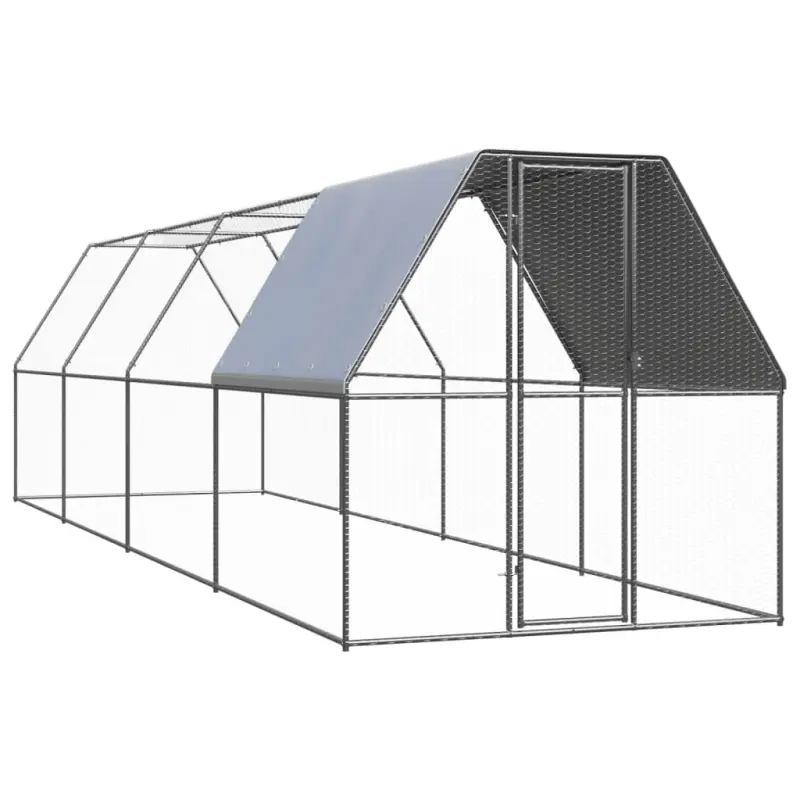 Klatka zewnętrzna dla kurcząt, 2x8x2 m, stal galwanizowana