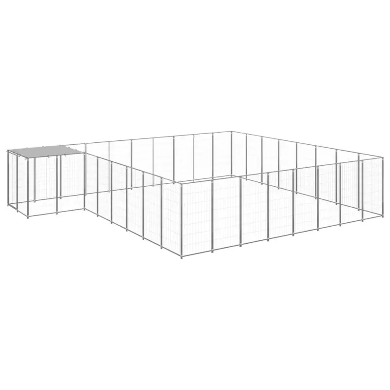 Kojec dla psa, srebrny, 20,57 m², stalowy