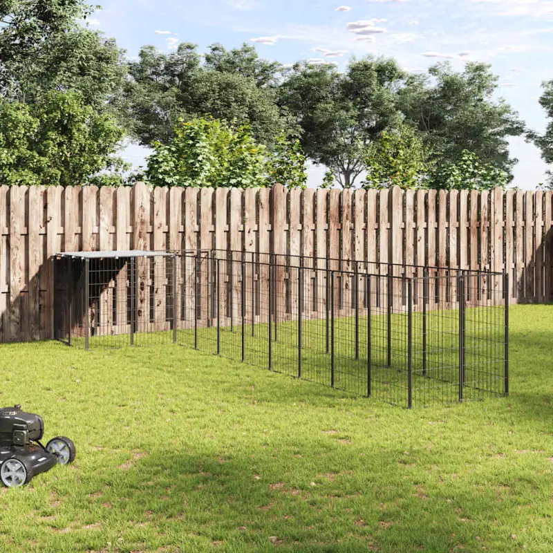 Kojec dla psa, czarny, 7,26 m², stalowy