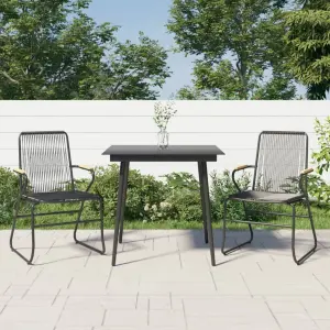 3-częściowy zestaw mebli ogrodowych, czarny, PVC, rattan