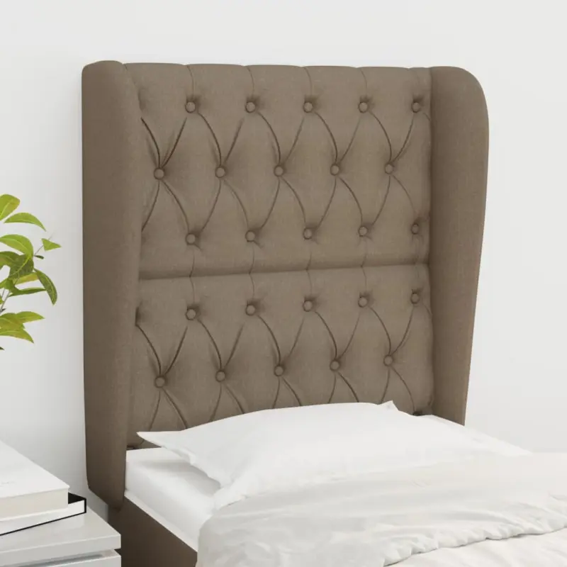 Zagłówek uszak, taupe, 83x23x118/128 cm, tkanina
