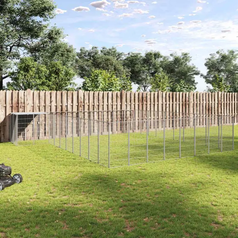 Kojec dla psa, srebrny, 37,51 m², stalowy