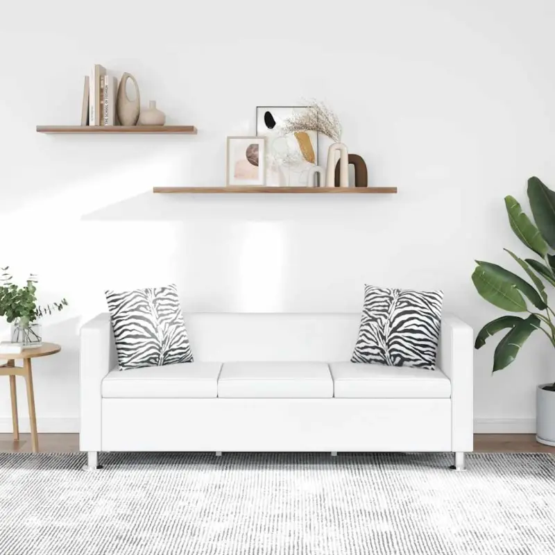 Sofa 3-osobowa ze skóry syntetycznej, biała