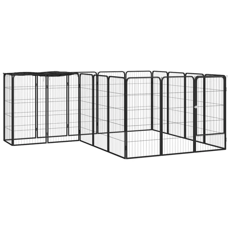 Kojec dla psa, 18 paneli, czarny, 50x100 cm, stal