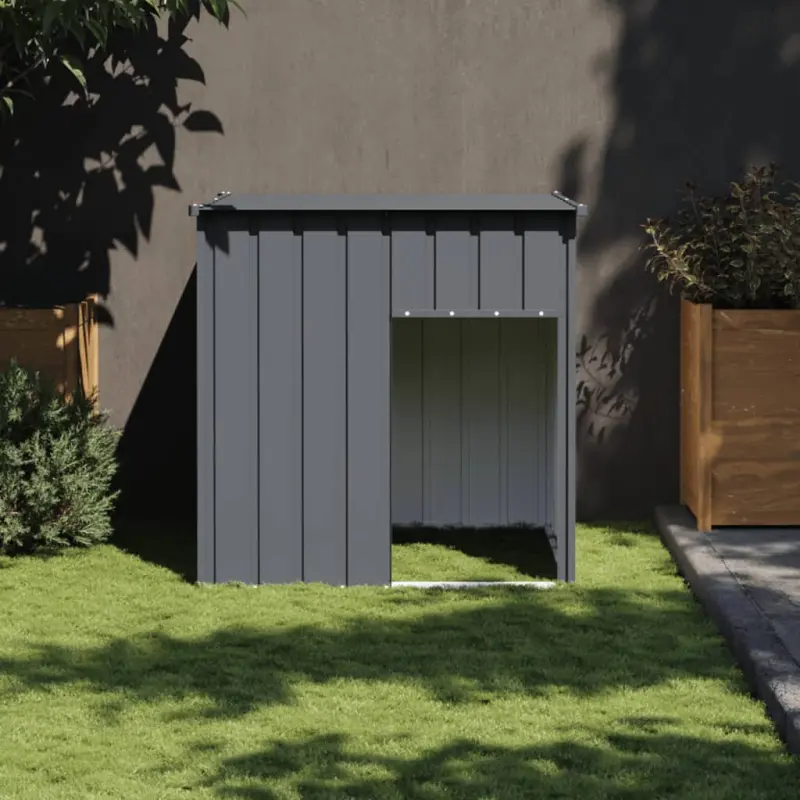 Domek dla psa z dachem antracytowy 110x103x109 cm ocynkowana stal