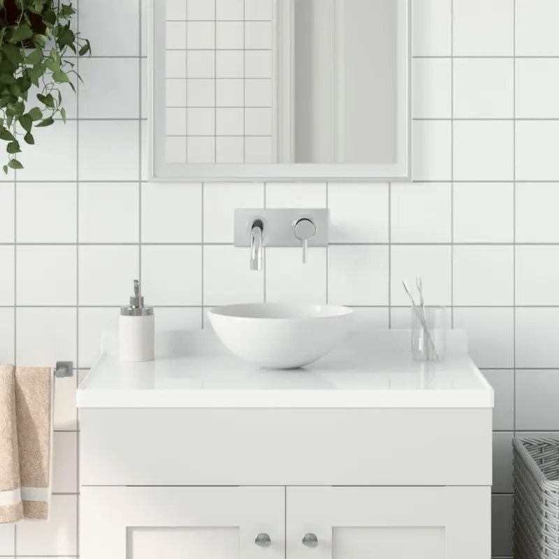 Umywalka łazienkowa, ceramiczna, matowa biel, okrągła