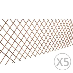 Płot kratka z wierzby, 5 szt., 180 x 90 cm