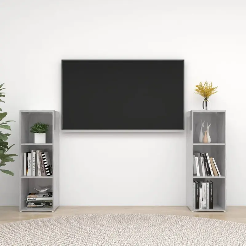 Szafki TV, 2 szt., szarość betonu, 107x35x37 cm