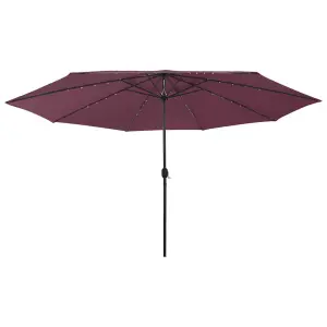 Parasol ogrodowy z LED, 400 cm, bordowy