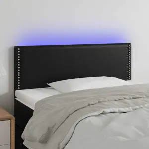 Zagłówek do łóżka z LED, czarny, 90x5x78/88 cm, sztuczna skóra