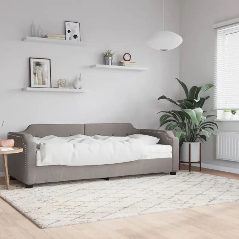 Sofa z materacem do spania, kolor taupe, 80x200 cm, tkanina