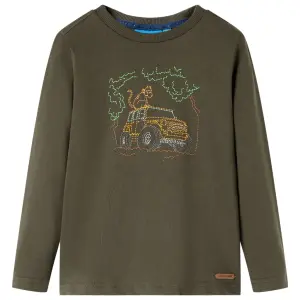 Koszulka dziecięca z długimi rękawami, khaki, 104