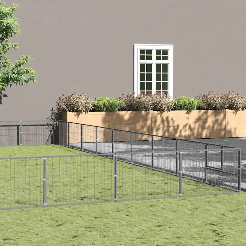 Kojec dla psa, srebrny, 90 m², stalowy