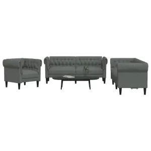 3-cz. komplet wypoczynkowy, ciemnoszary, obity tkaniną