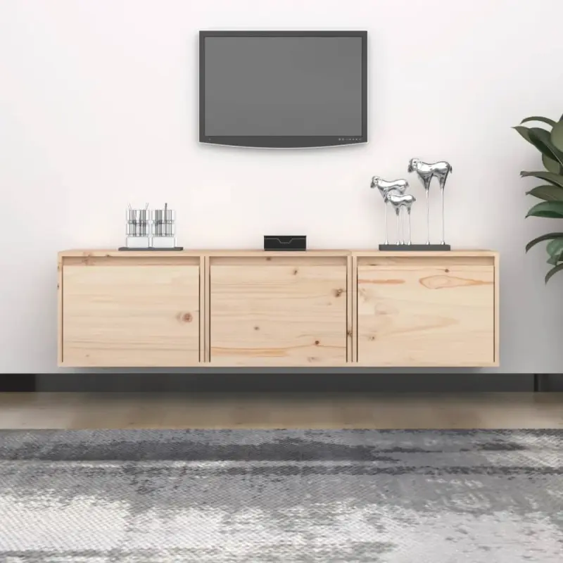 Szafki pod TV, 3 szt., lite drewno sosnowe