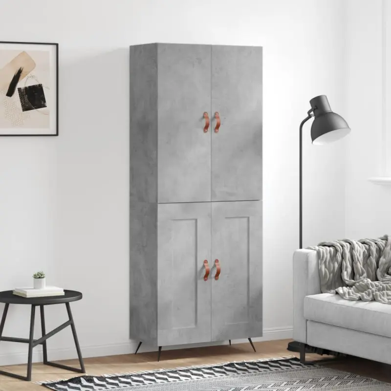 Witrynka, szarość betonu 69,5x34x180 cm materiał drewnopochodny