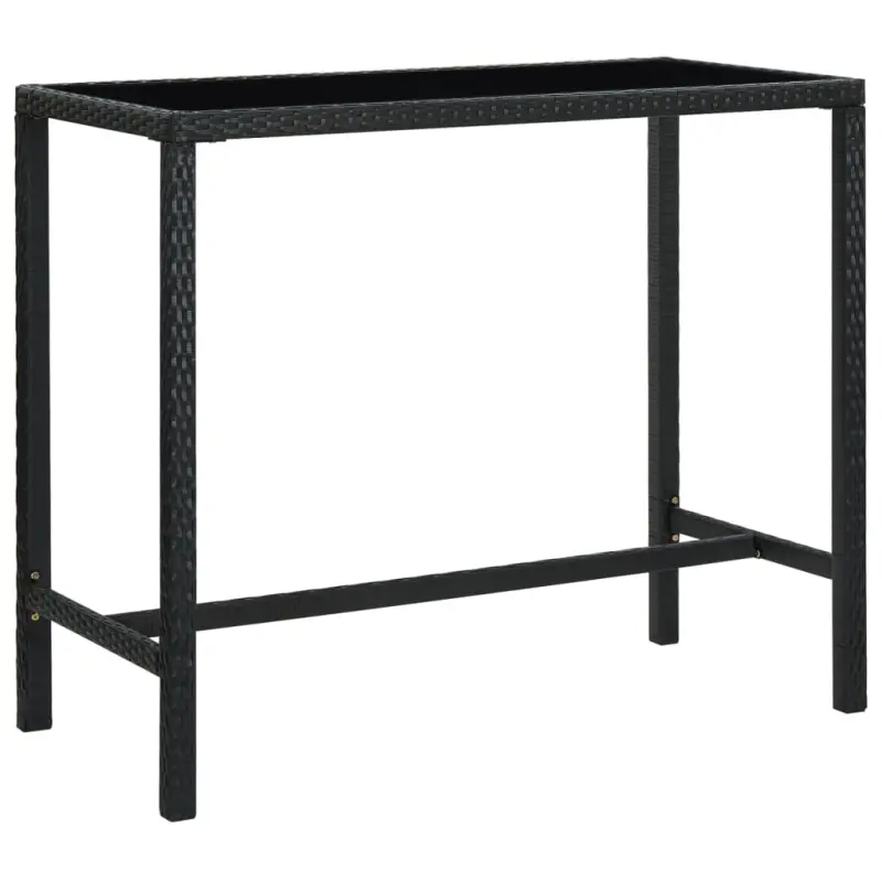 Ogrodowy stolik barowy, czarny 130x60x110 cm, polirattan/szkło