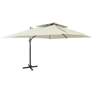 Parasol ogrodowy Cantilever z podwójną górą, piaskowy, 400x300 cm