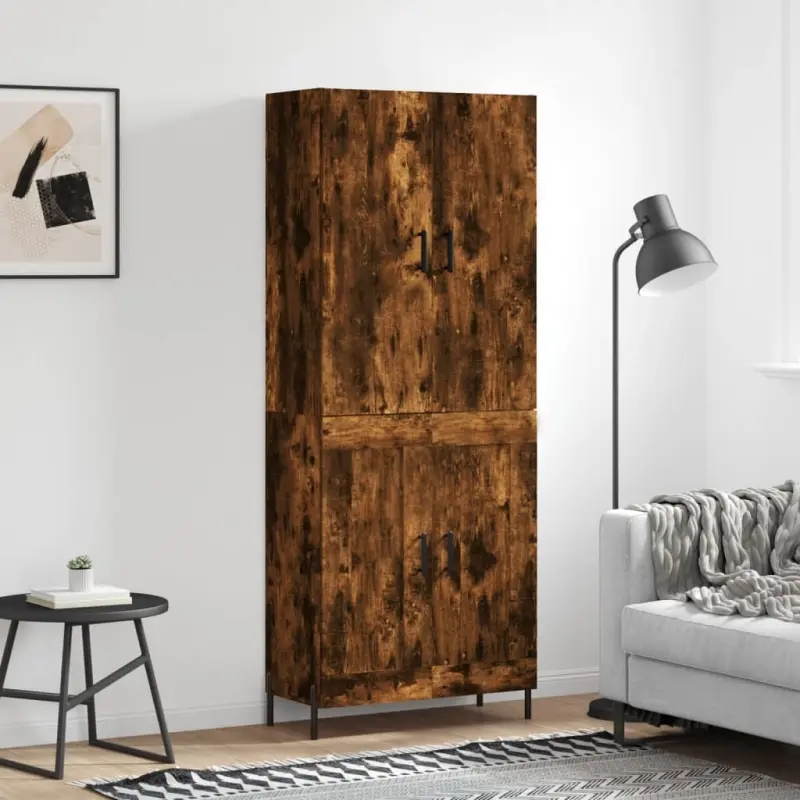 Witrynka przydymiony dąb 69,5x34x180 cm materiał drewnopochodny