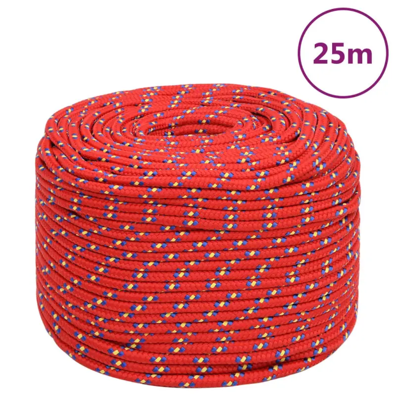 Linka żeglarska, czerwona, 10 mm, 25 m, polipropylen