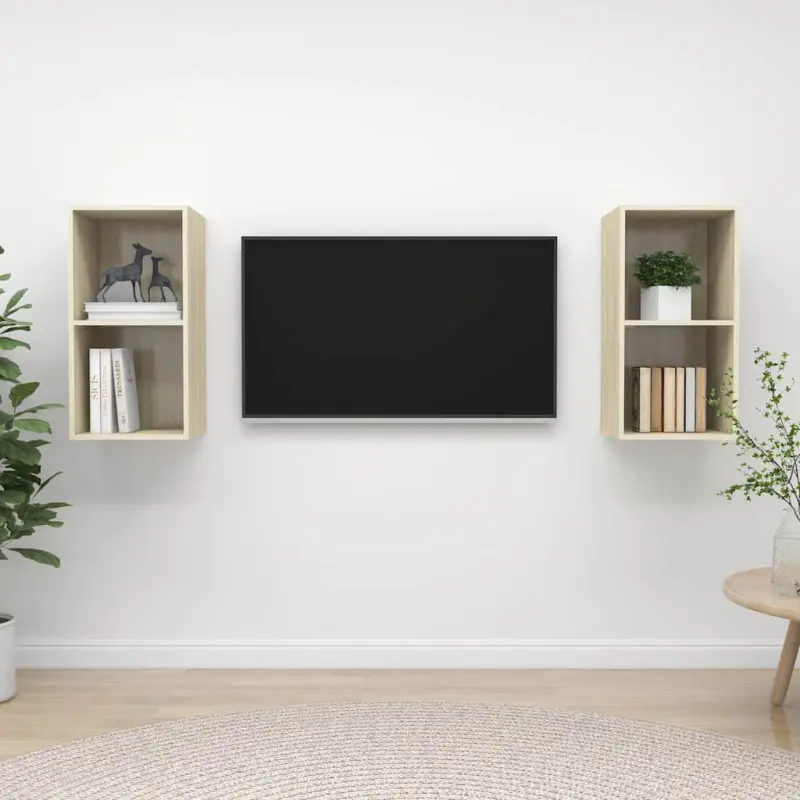 Wiszące szafki TV, 2 szt., dąb sonoma, płyta wiórowa