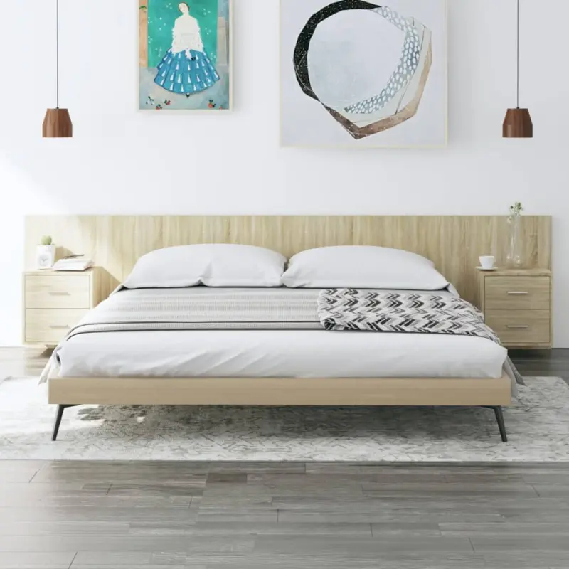 Wezgłowie z szafkami, dąb sonoma, materiał drewnopochodny