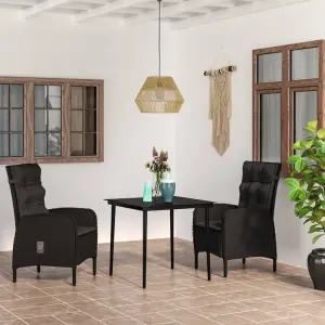 Meble ogrodowe 3-czarny zestaw z rattanem PE i poduszkami na taras