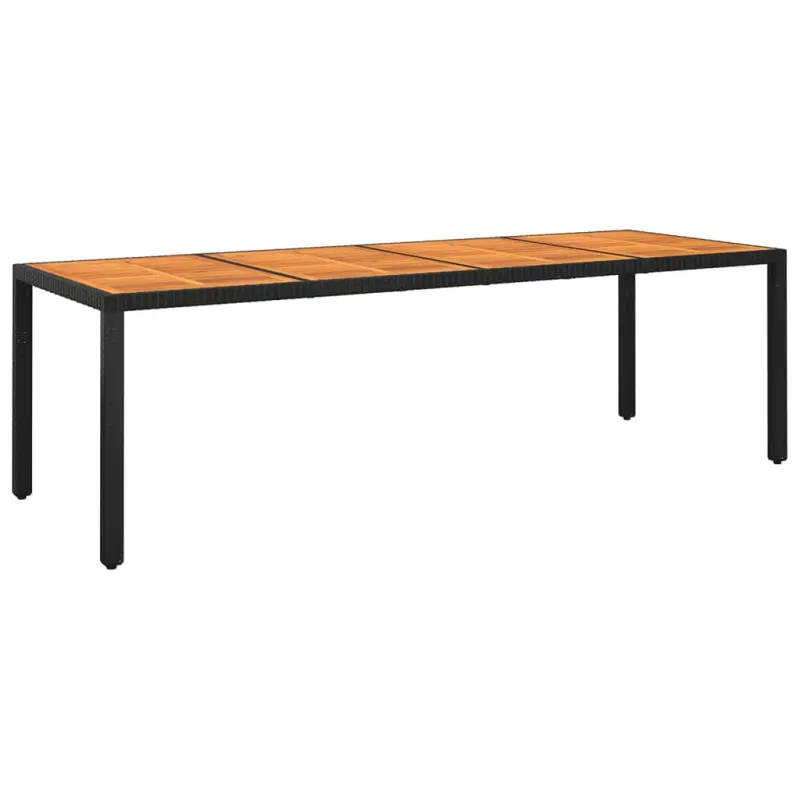 Stół ogrodowy, 250x100x75 cm, akacja i rattan PE, czarny