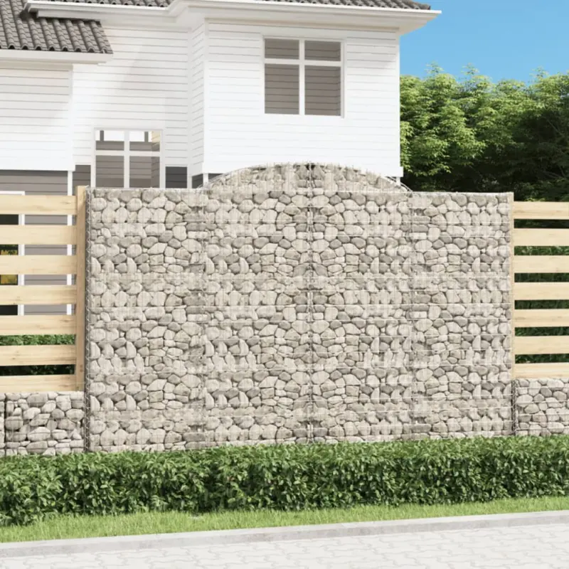 Kosze gabionowe, 6 szt, 300x50x200/220 cm, galwanizowane żelazo