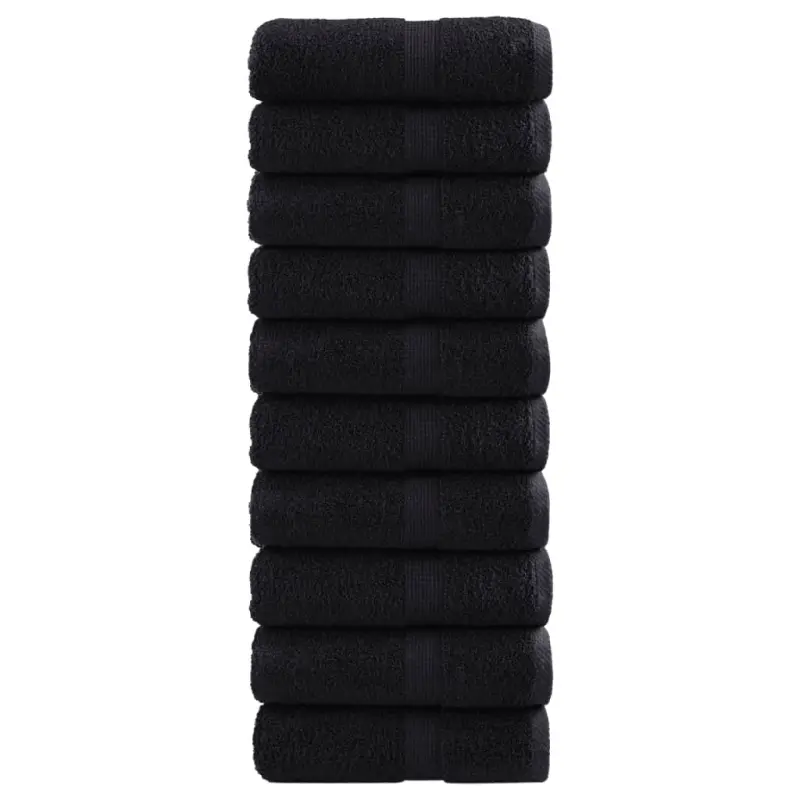 Ręczniczki premium SOLUND, 10 szt., czarne, 30x50 cm, 600 g/cm²