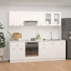 8-cz. zestaw szafek kuchennych, Lyon, biały, materiał drewnopochodny