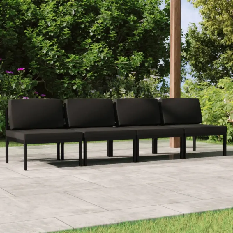 Meble ogrodowe sofa aluminiowa 4-osobowa z poduszkami antracytowa
