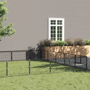 Kojec dla psa, czarny, 25 m², stalowy