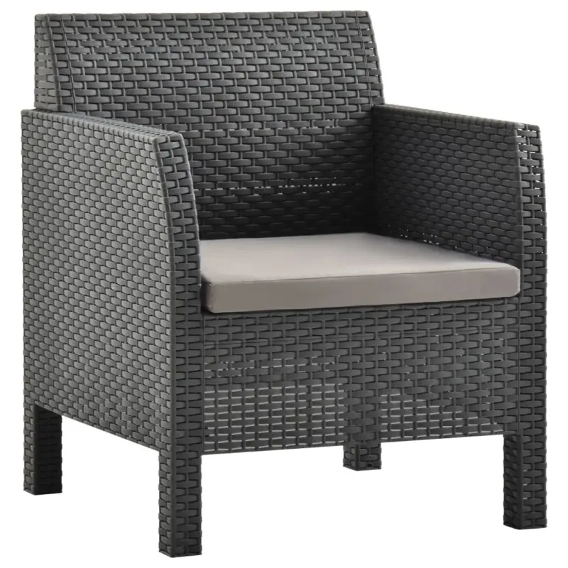 Krzesło ogrodowe z poduszką antracytowe 63x65x76 cm PP Rattan