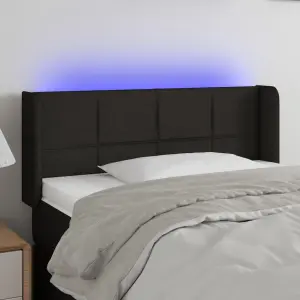 Zagłówek do łóżka z LED, czarny, 93x16x78/88 cm, tkanina
