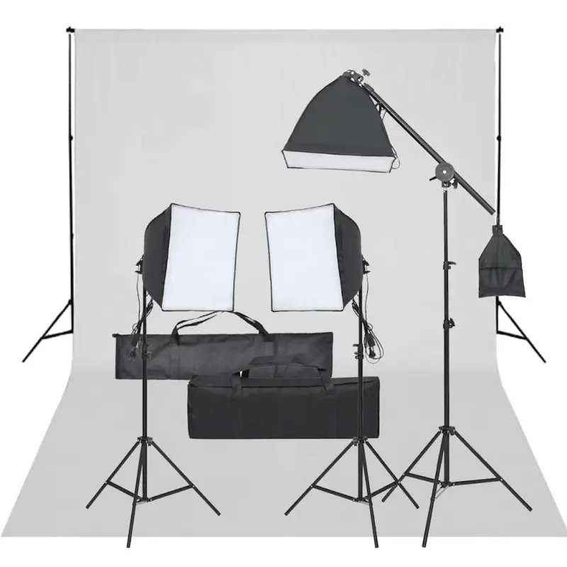 Fotograficzny zestaw studyjny z lampami i tłem