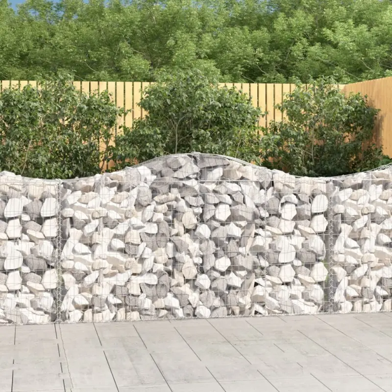 Kosze gabionowe, 7 szt, 200x30x100/120 cm, galwanizowane żelazo