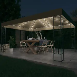 Altana ze sznurem lampek LED, 3x4 m, tkanina w kolorze taupe