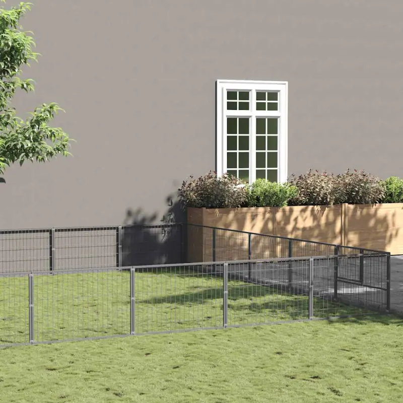Kojec dla psa, srebrny, 45 m², stalowy