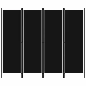 Parawan 4-panelowy, czarny, 200 x 180 cm