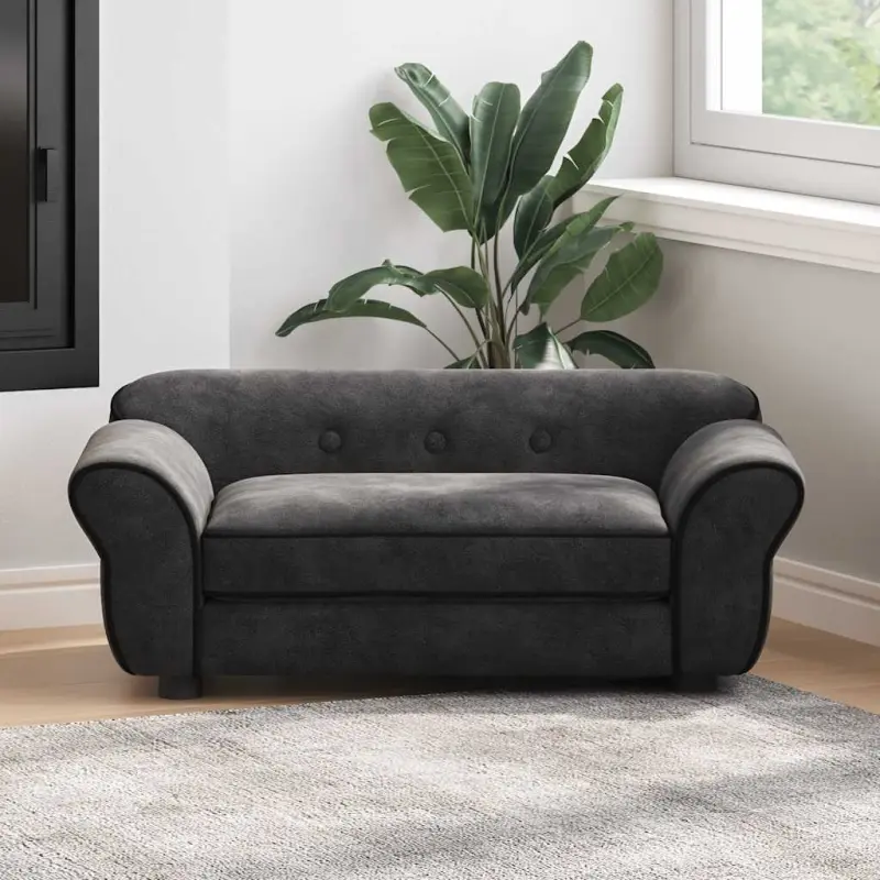 Sofa dla psa, czarna, 72x45x30 cm, pluszowa