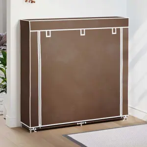 Materiałowa szafka na buty z osłoną, 115 x 28 x 110 cm, brązowa