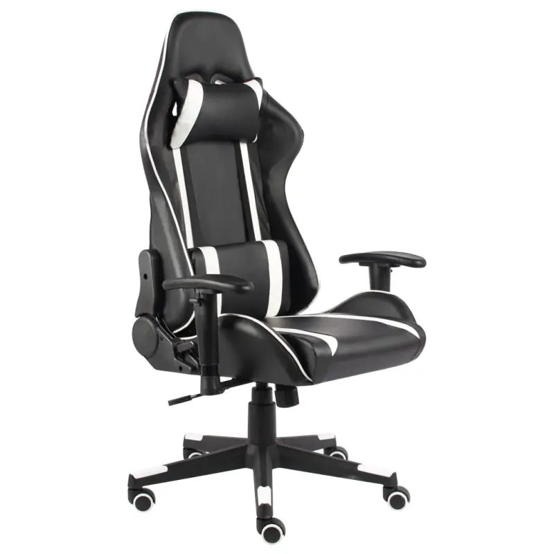 Obrotowy fotel gamingowy, biały, PVC