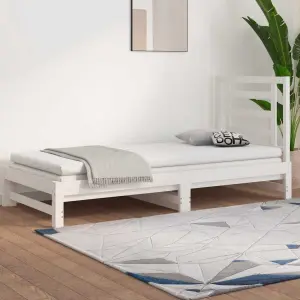 Łóżko rozsuwane, białe, 2x(90x200) cm, lite drewno sosnowe
