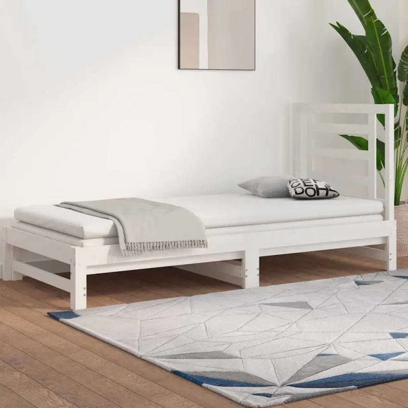 Łóżko rozsuwane, białe, 2x(90x200) cm, lite drewno sosnowe