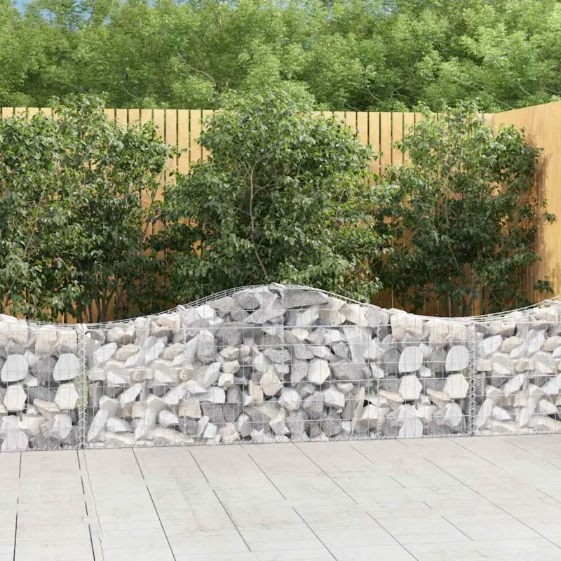 Kosze gabionowe, 2 szt, 200x30x60/80 cm, galwanizowane żelazo